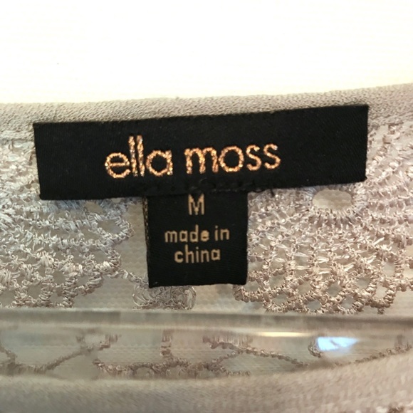 Ella Moss Gray Crochet Overlay Short Sleeve Blouse | Size Medium - Picture 7 of 8